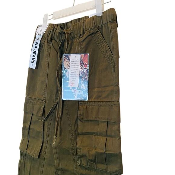 NWT VIP Elastic Waist Drawstring Jogger Cargo Pants Brown Size 5/27 - Picture 4 of 5